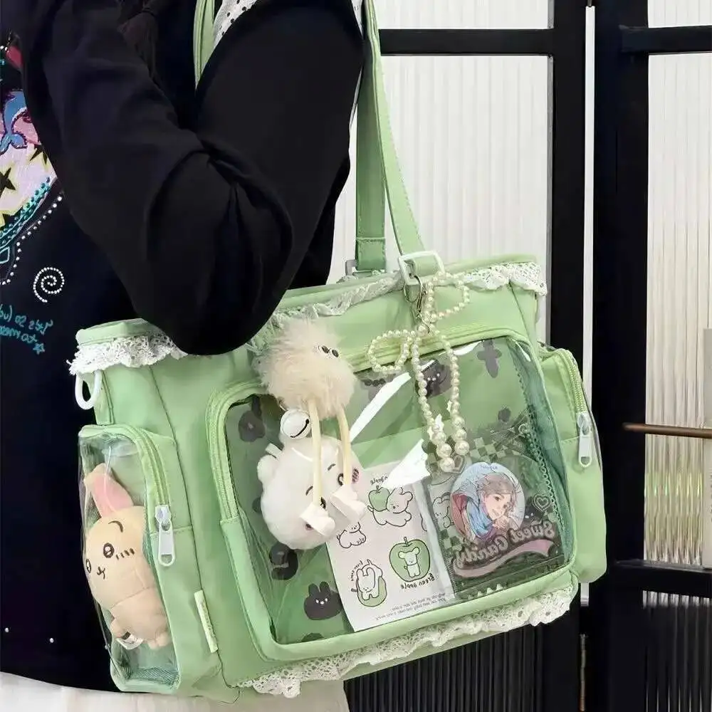 New Y2K Cute Japanese Ita Bag Lolita Girl Transparent Shoulder Tote Bag Large Capacity Crossbody Casual Bag DIY Display Handbags - Image 4