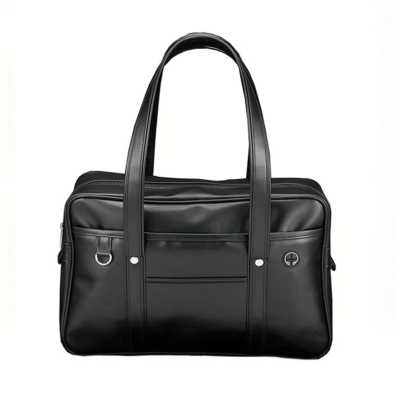 Student JK Handbag Waterproof PU Leather Single Shoulder Uniform Bag for Men And Women Official Document Commuter Backpack